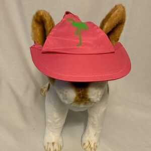 Pink and Green Doggie Visor With Flamingo Sz S